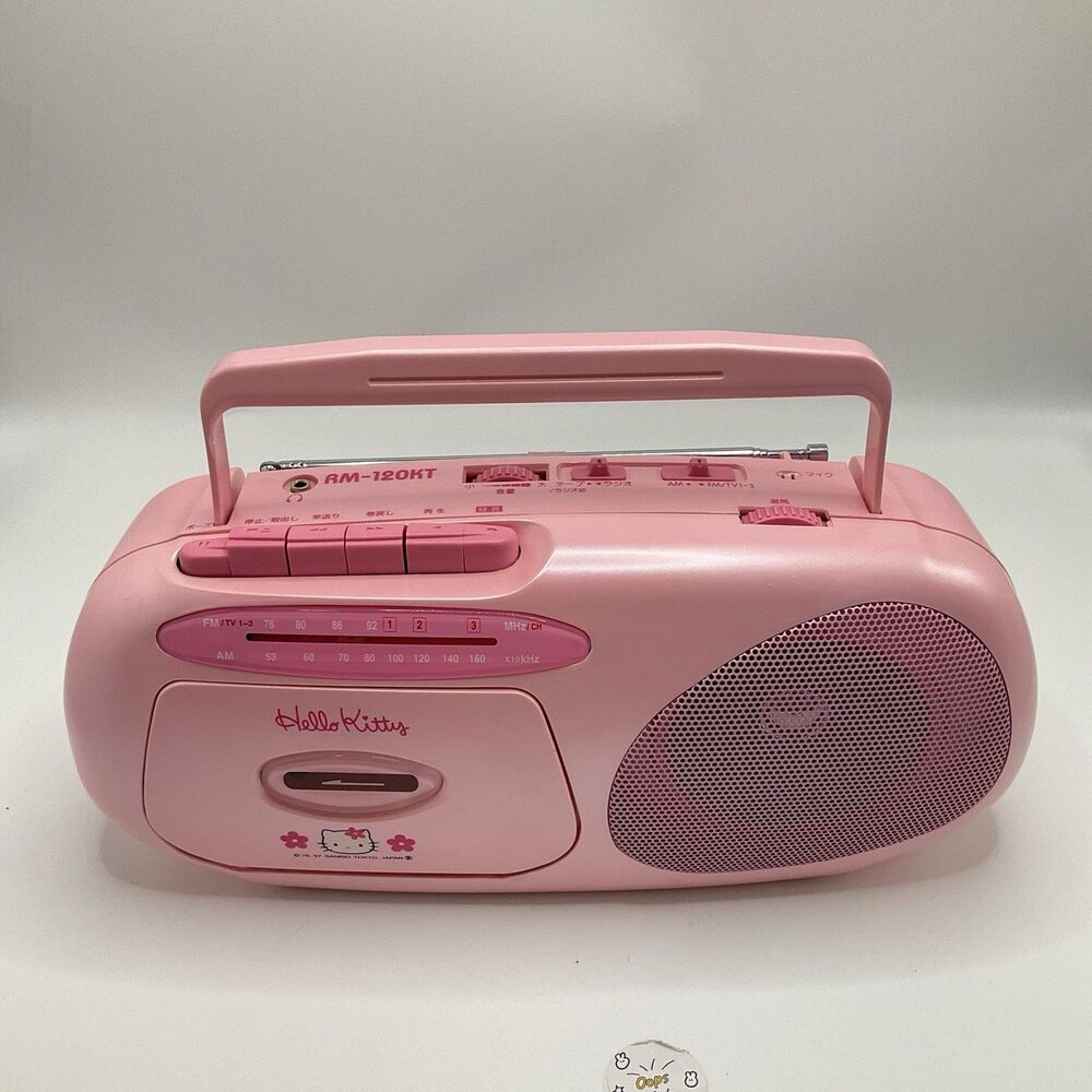 RARE Y2K Hello Kitty RM-120KT Pink AM FM Radio Cassette Recorder Box Japan